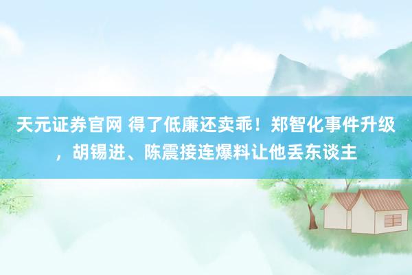 天元证券官网 得了低廉还卖乖！郑智化事件升级，胡锡进、陈震接连爆料让他丢东谈主
