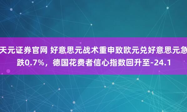 天元证券官网 好意思元战术重申致欧元兑好意思元急跌0.7%，德国花费者信心指数回升至-24.1